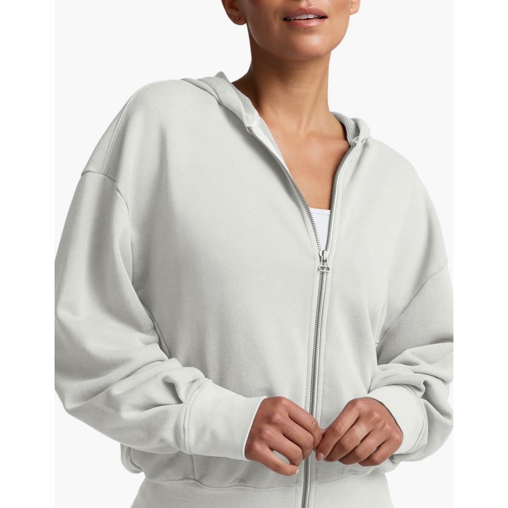 BEYOND YOGA Fade Out Full Zip Hoodie Off White Ivory Size M